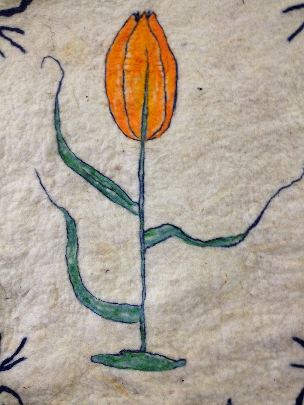 Tulip painted in wool